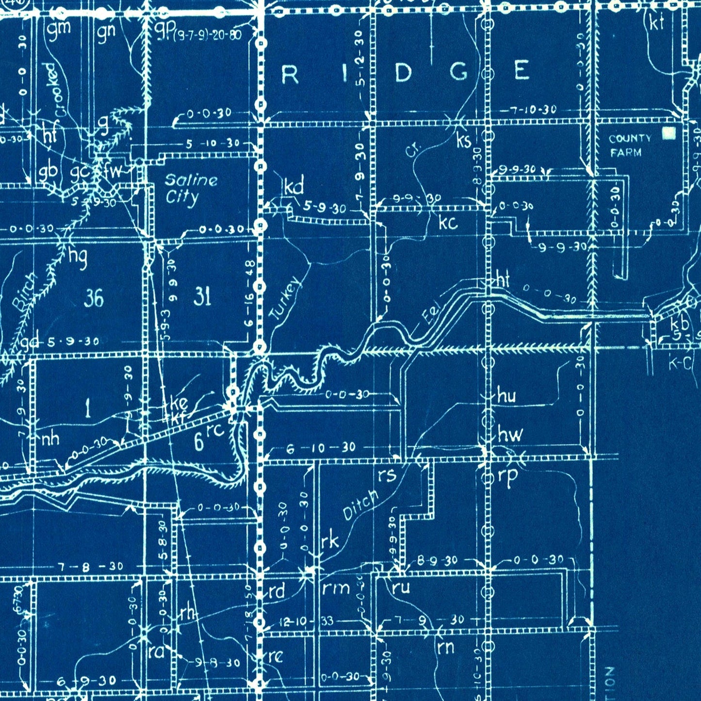 Vintage Map of Clay County, Indiana, 1936
