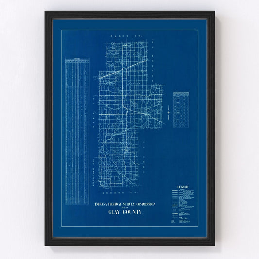 Vintage map of Clay County, Indiana, 1936