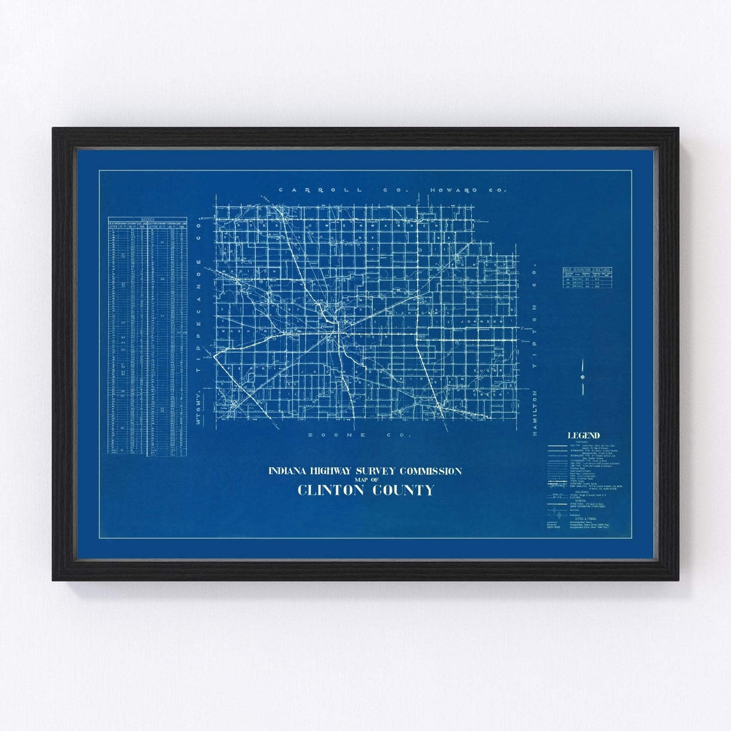 Vintage map of Clinton County, Indiana, 1936