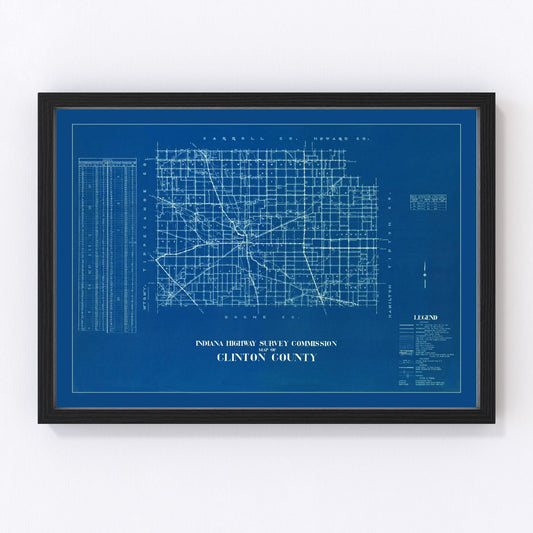 Vintage map of Clinton County, Indiana, 1936