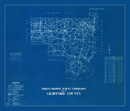 Vintage Map of Crawford County, Indiana 1936