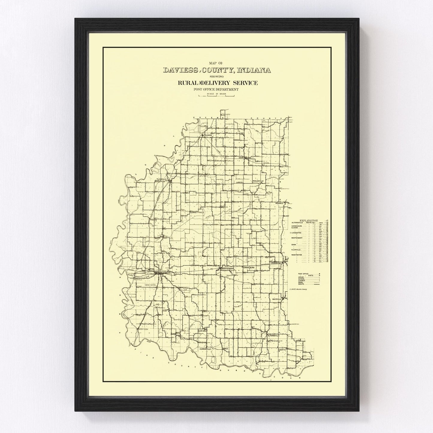 Vintage map of Daviess County, Indiana, 1910