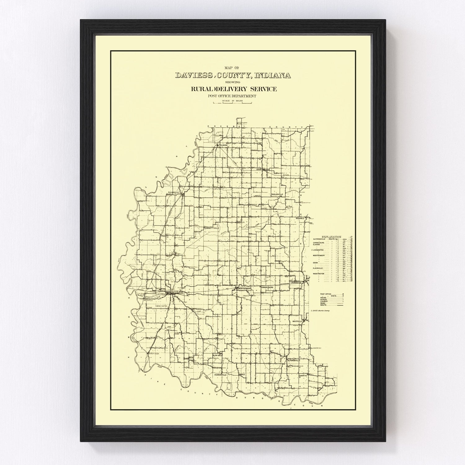 Vintage map of Daviess County, Indiana, 1910