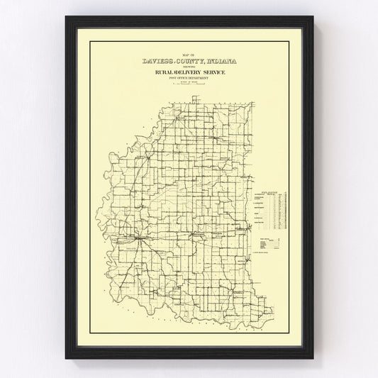 Vintage map of Daviess County, Indiana, 1910