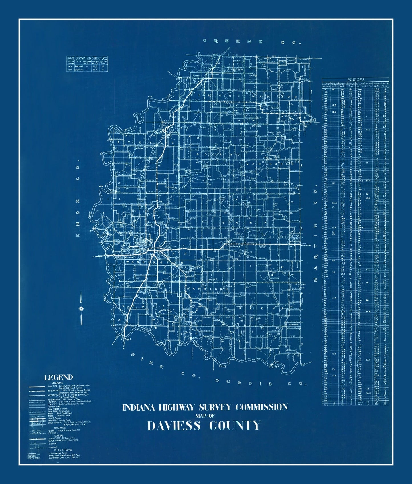 Vintage Map of Daviess County, Indiana, 1936