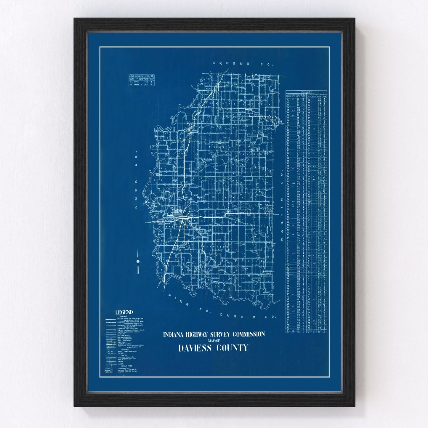 Vintage map of Daviess County, Indiana, 1936