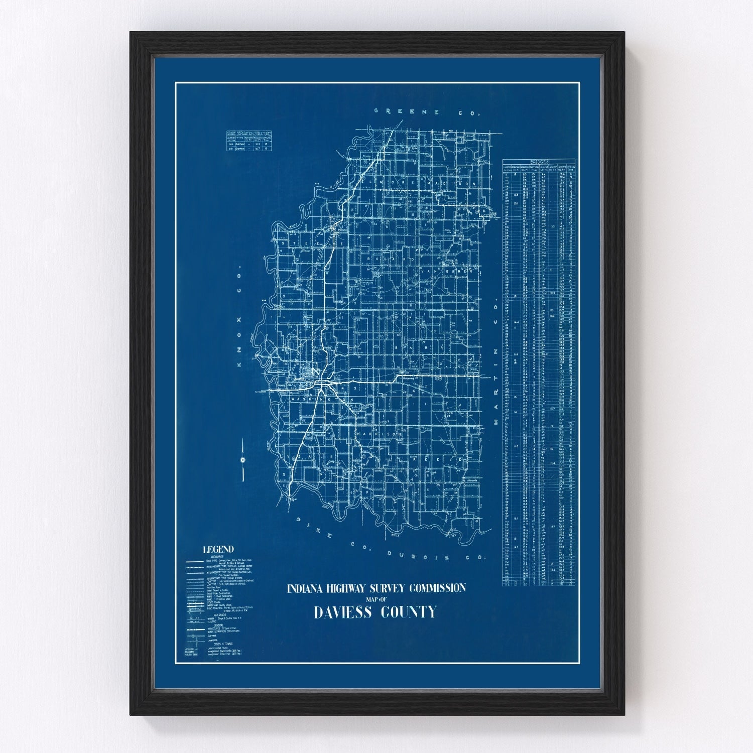 Vintage map of Daviess County, Indiana, 1936