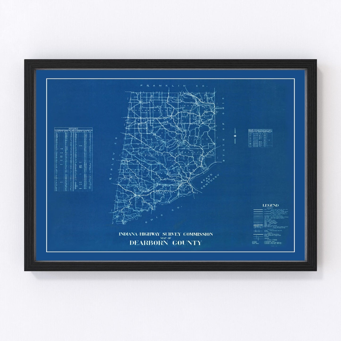 Vintage map of Dearborn County, Indiana, 1936