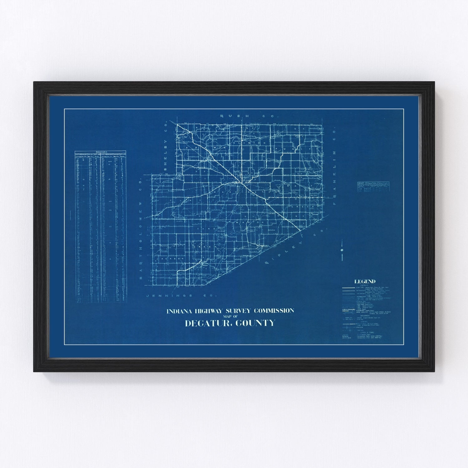 Vintage map of Decatur County, Indiana, 1936