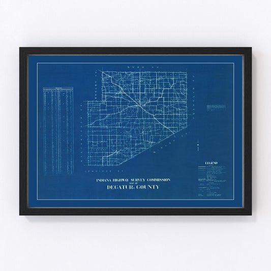 Vintage map of Decatur County, Indiana, 1936