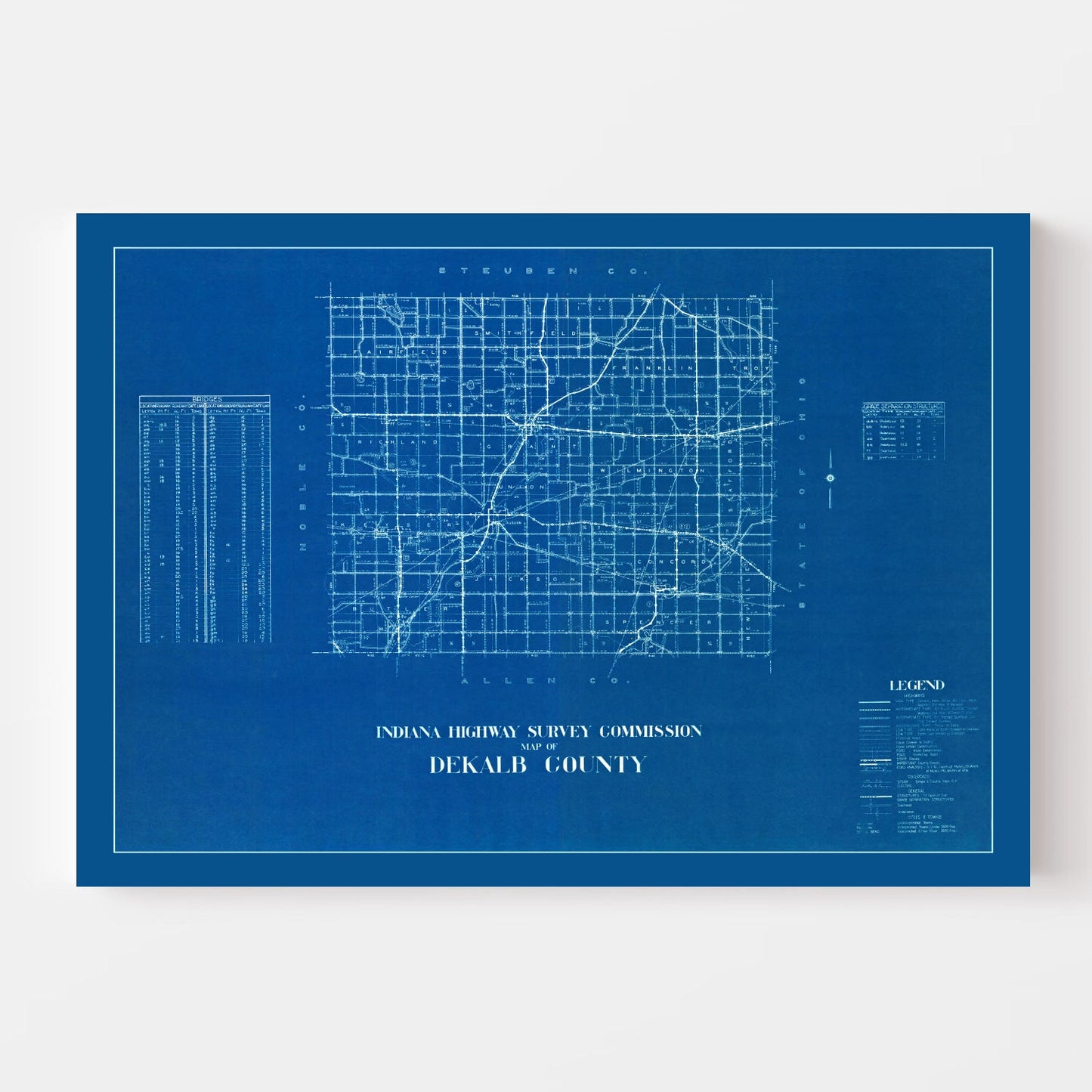 Vintage Map of DeKalb County, Indiana, 1936