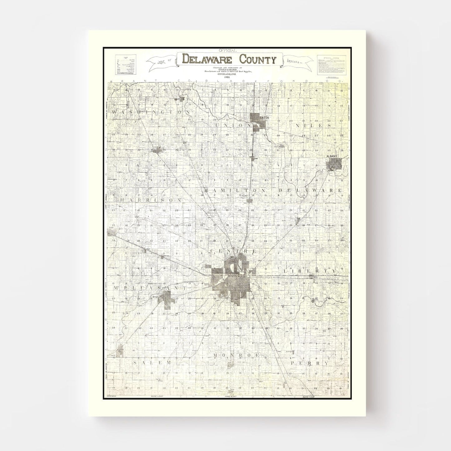 Vintage Map of Delaware County, Indiana, 1904 II