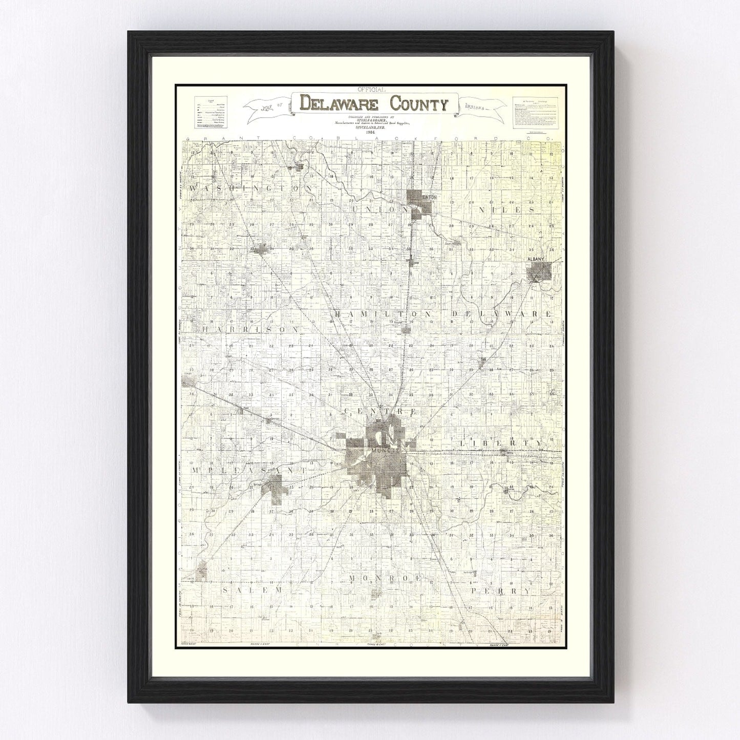 vintage map of Delaware County, Indiana, 1904