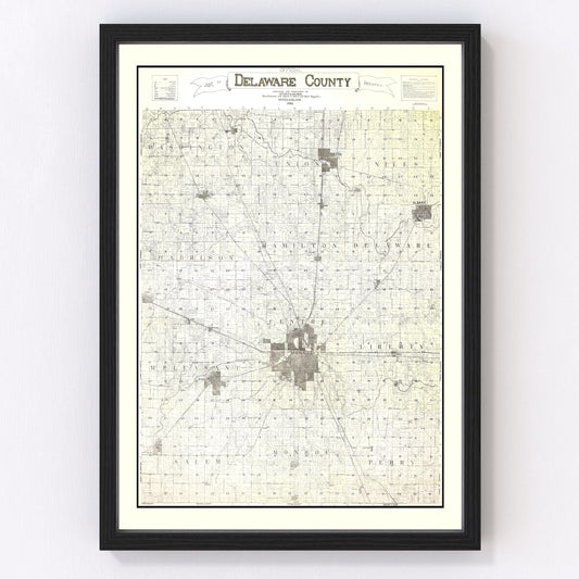 vintage map of Delaware County, Indiana, 1904