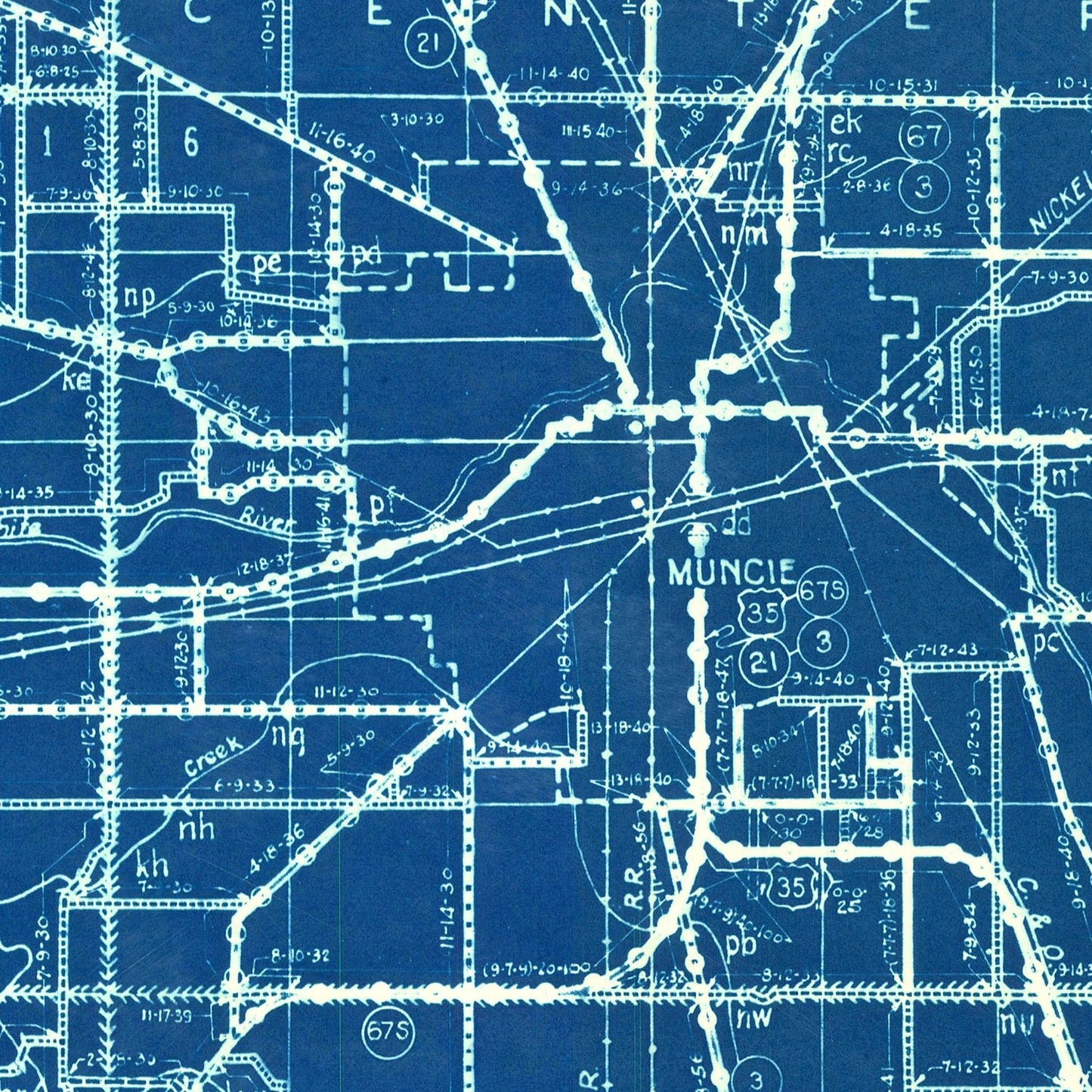 Vintage Map of Delaware County, Indiana, 1936
