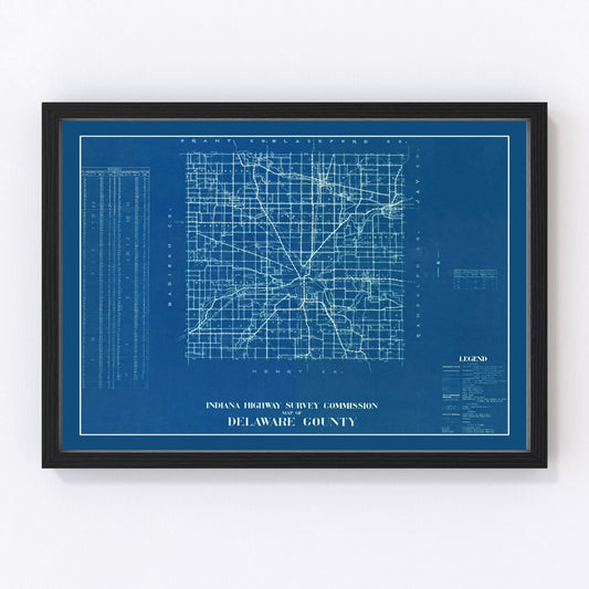 Vintage map of Delaware County, Indiana, 1936