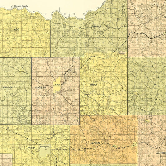 Vintage Map of Dubois County, Indiana, 1914