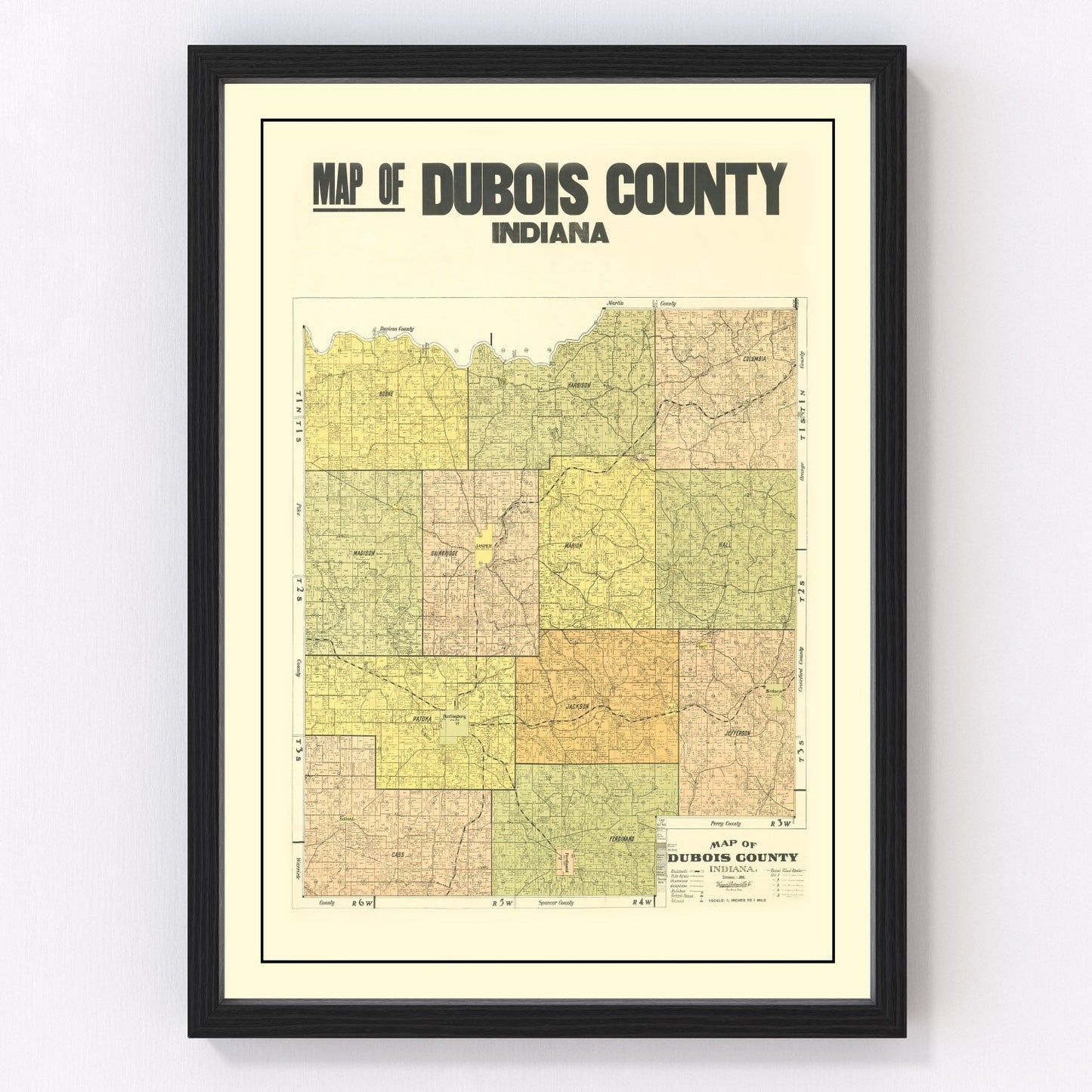 Vintage map of Dubois County, Indiana, 1914