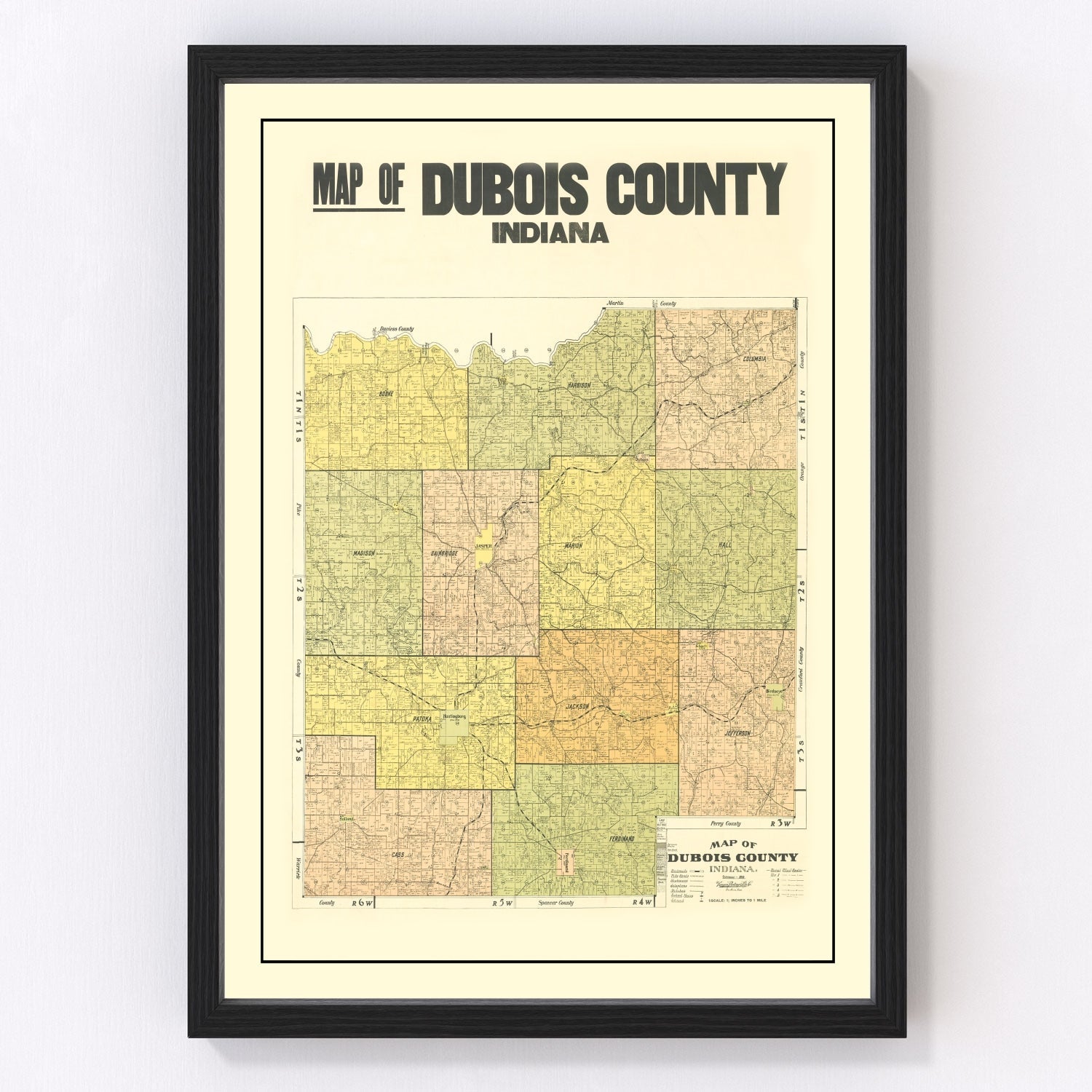 Vintage map of Dubois County, Indiana, 1914