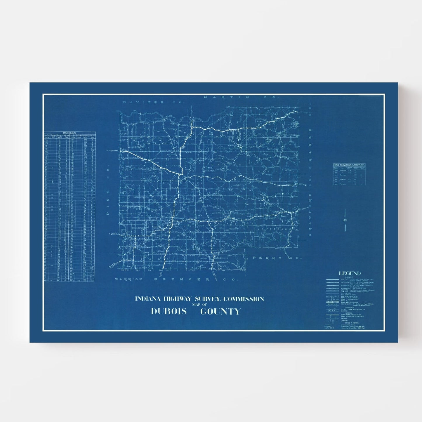 Vintage Map of Dubois County, Indiana, 1936