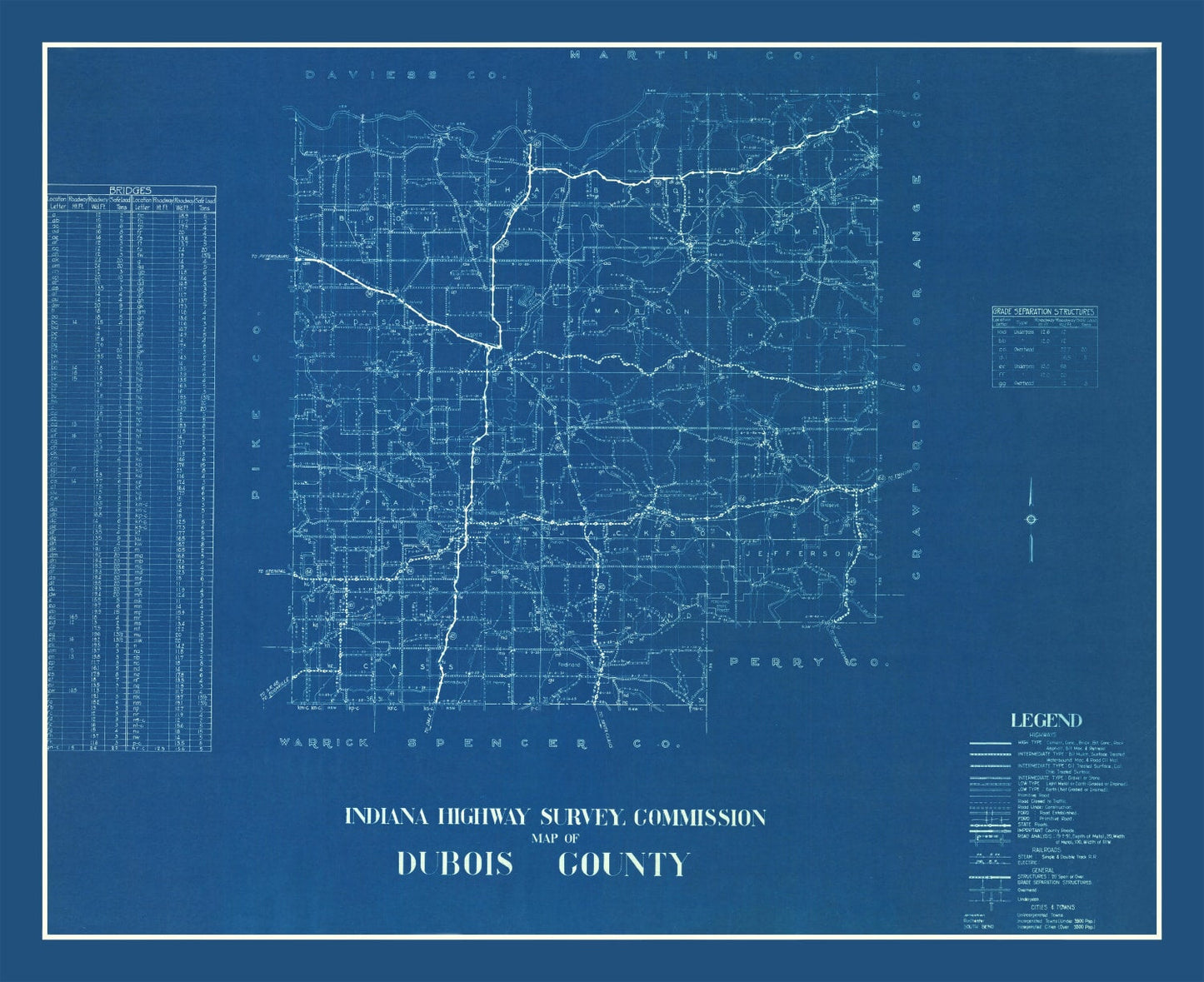Vintage Map of Dubois County, Indiana, 1936