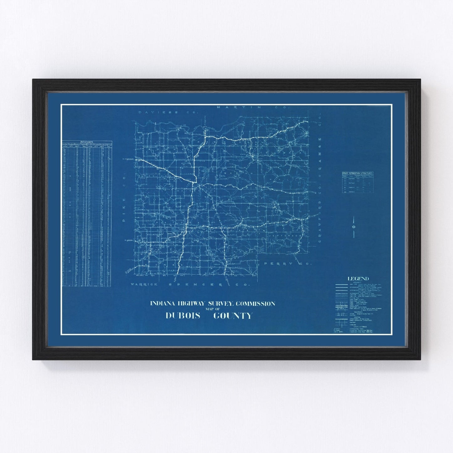 Vintage map of Dubois County, Indiana, 1936