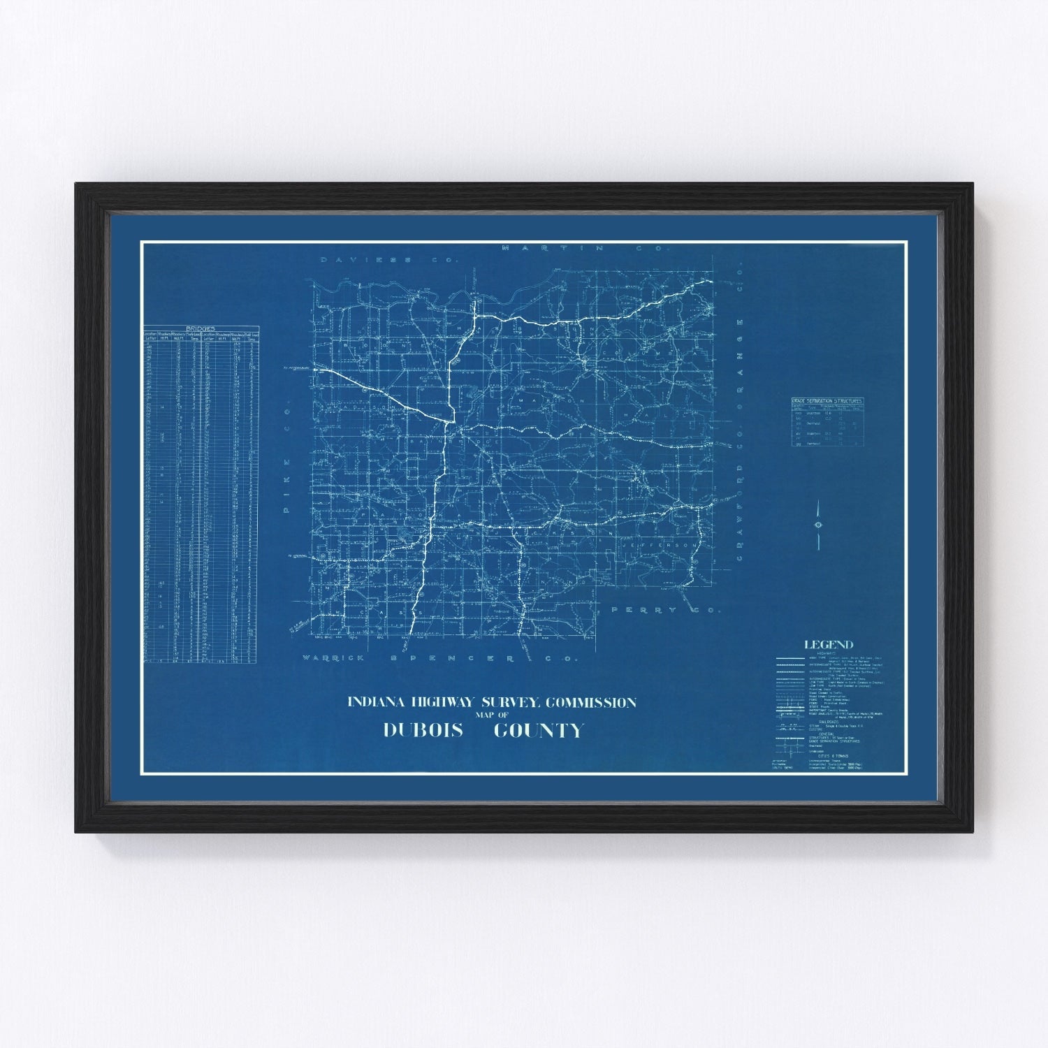 Vintage map of Dubois County, Indiana, 1936