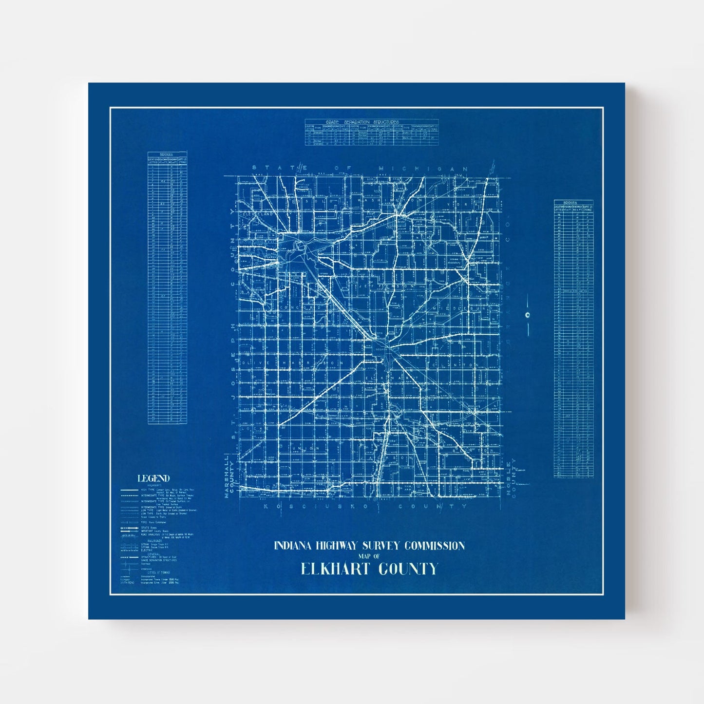 Vintage Map of Elkhart County, Indiana, 1936