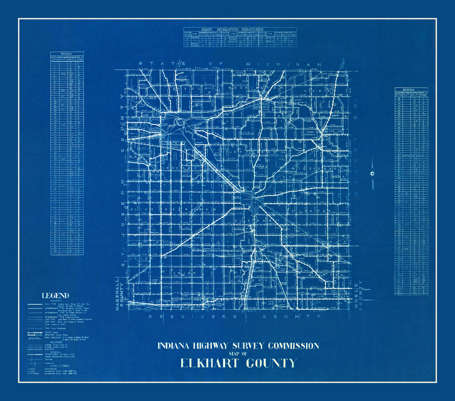 Vintage Map of Elkhart County, Indiana, 1936