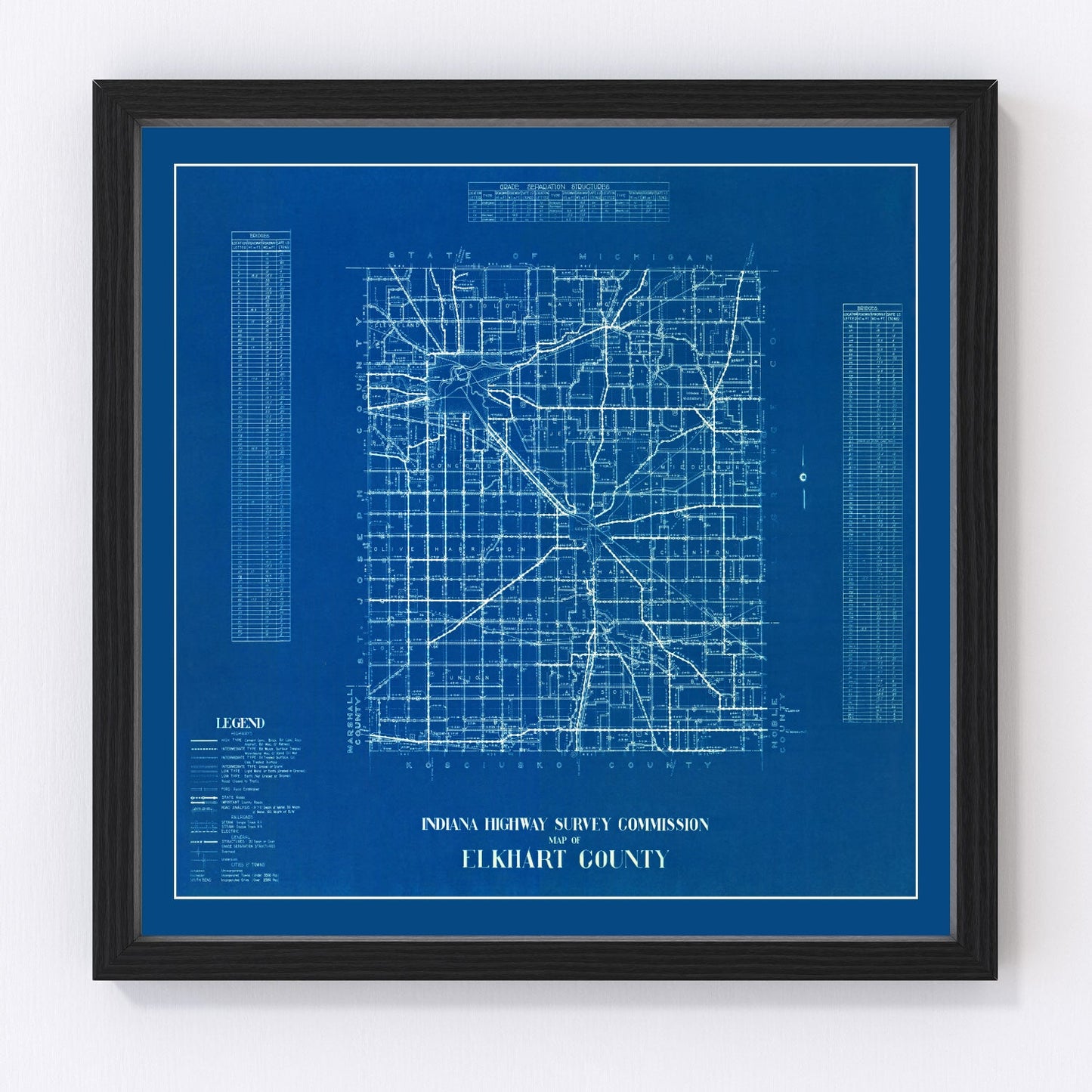 Vintage map of Elkhart County, Indiana, 1936