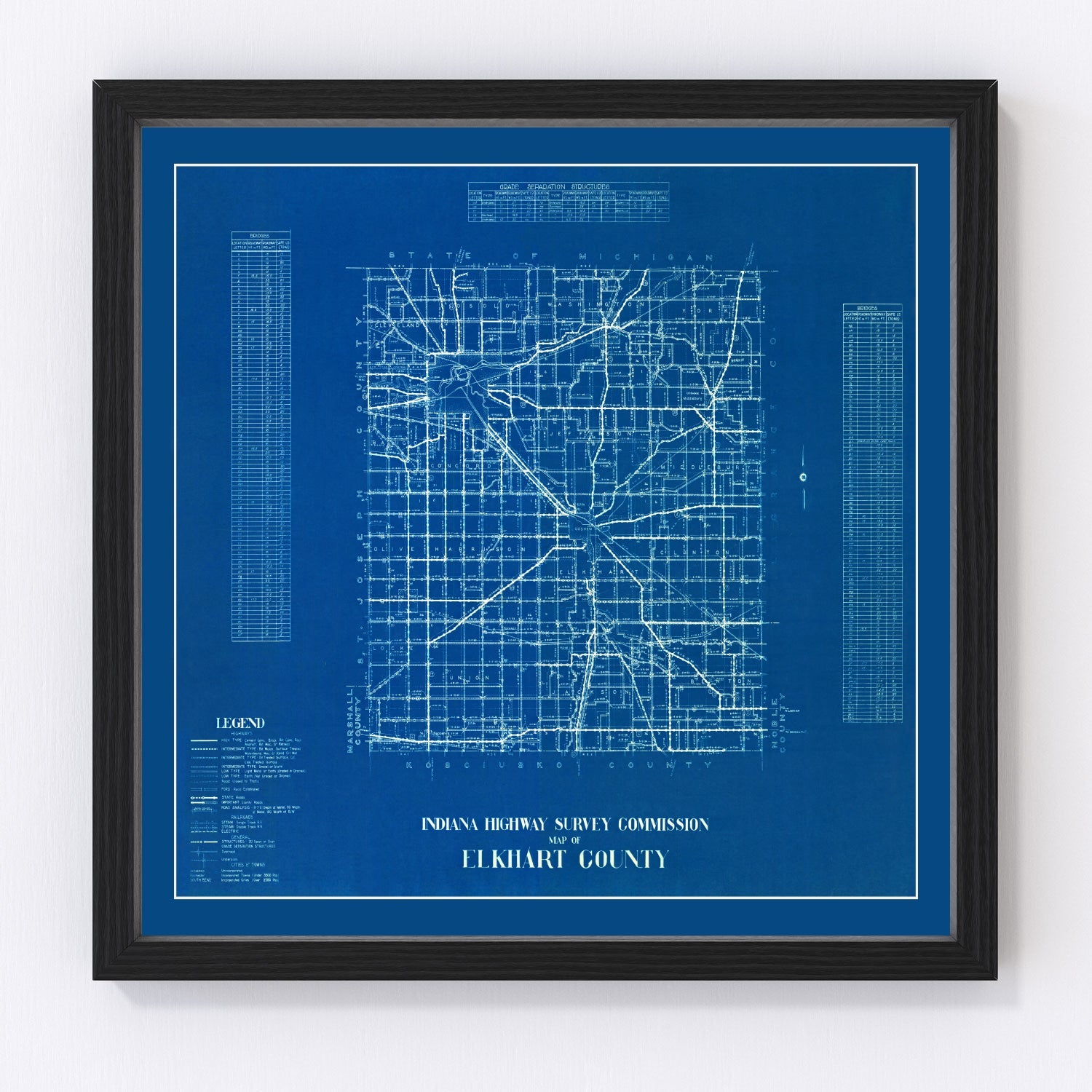 Vintage map of Elkhart County, Indiana, 1936