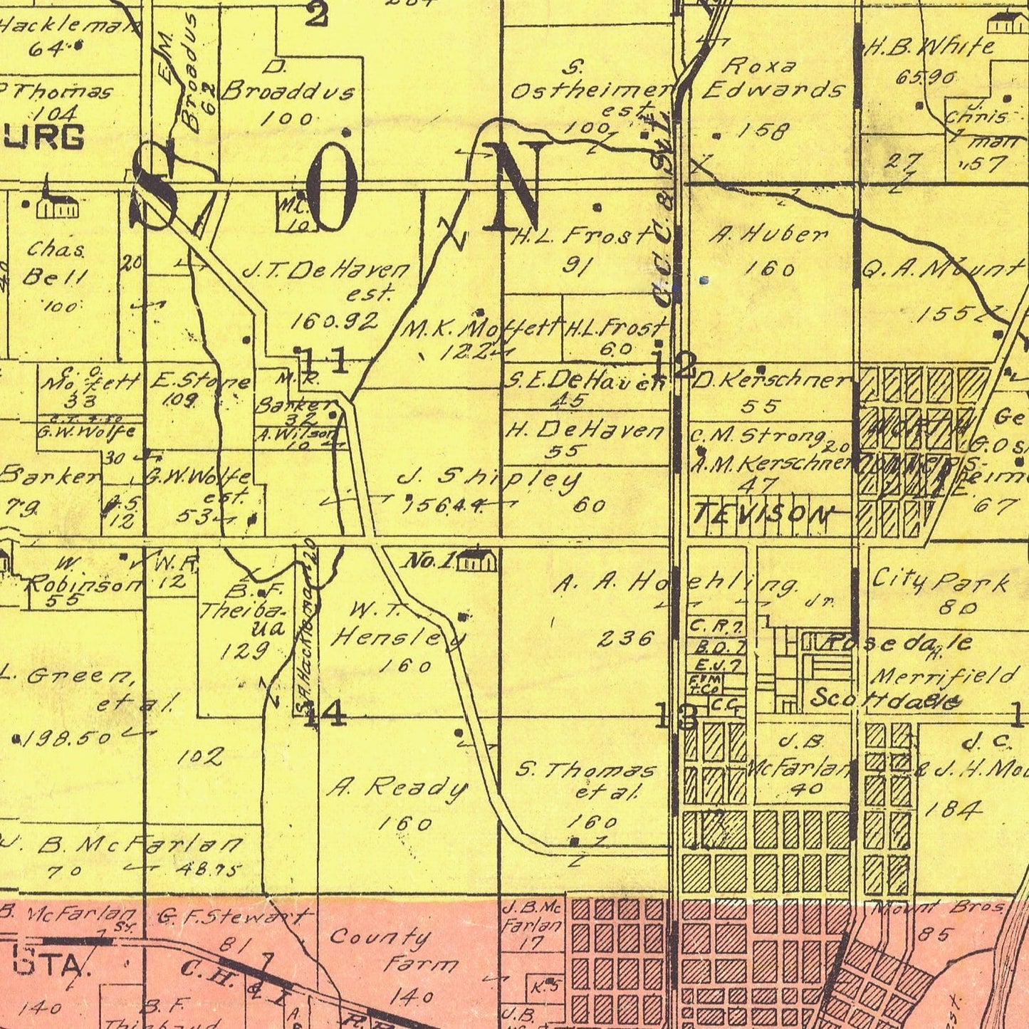 Vintage Map of Fayette County, Indiana, 1917