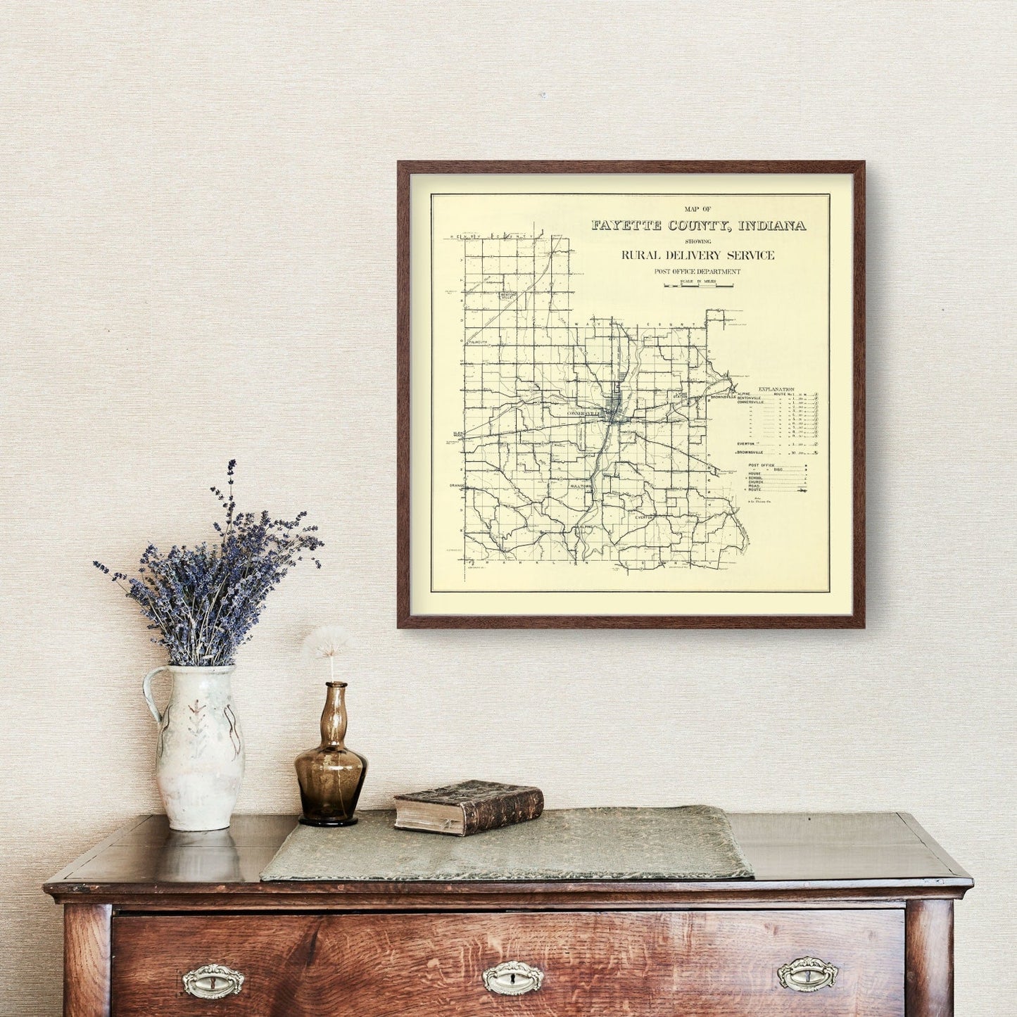 Vintage Map of Fayette County, Indiana, 1912