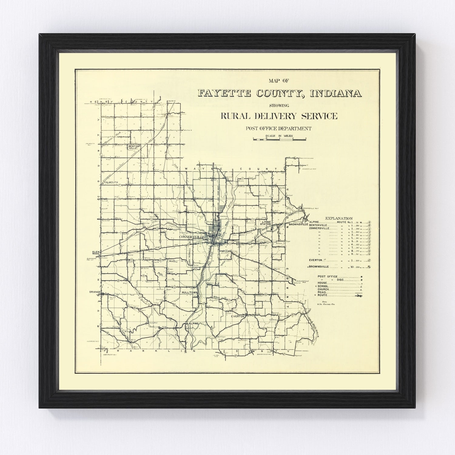 vintage map of Fayette County, Indiana, 1912