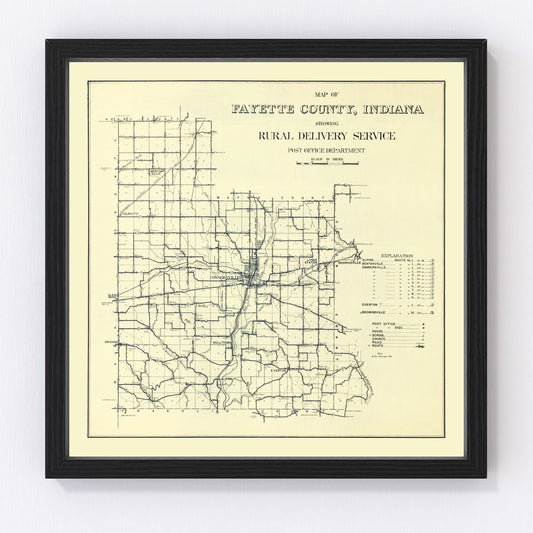 vintage map of Fayette County, Indiana, 1912