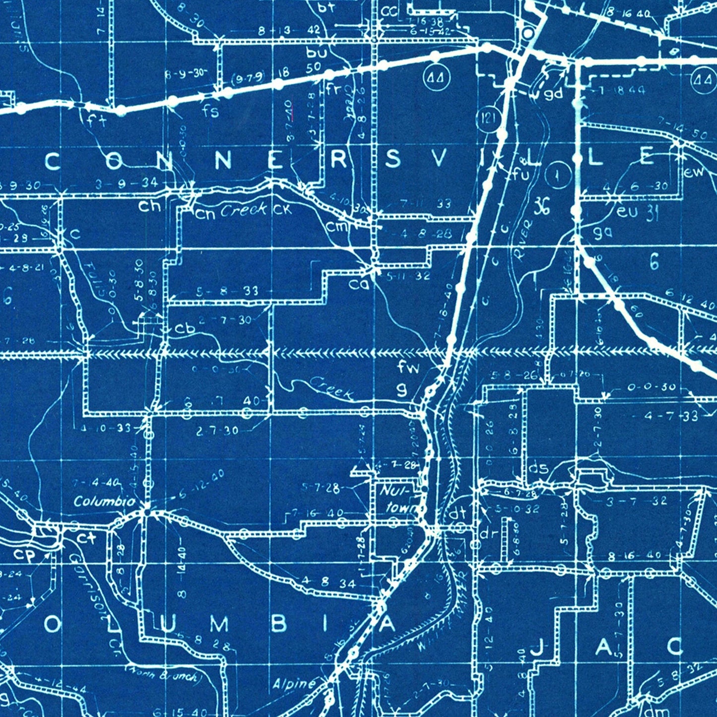Vintage Map of Fayette County, Indiana, 1936