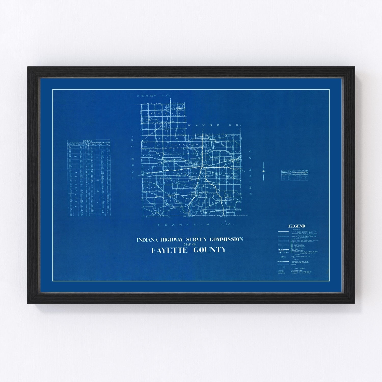 vintage map of Fayette County, Indiana, 1936