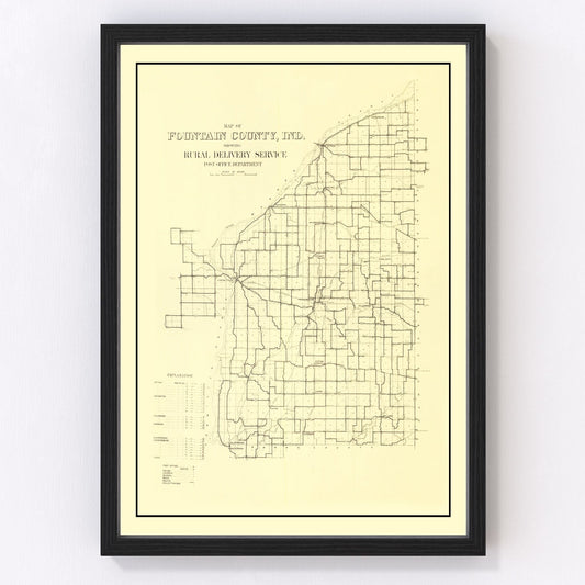 vintage map of Fountain County, Indiana, 1911