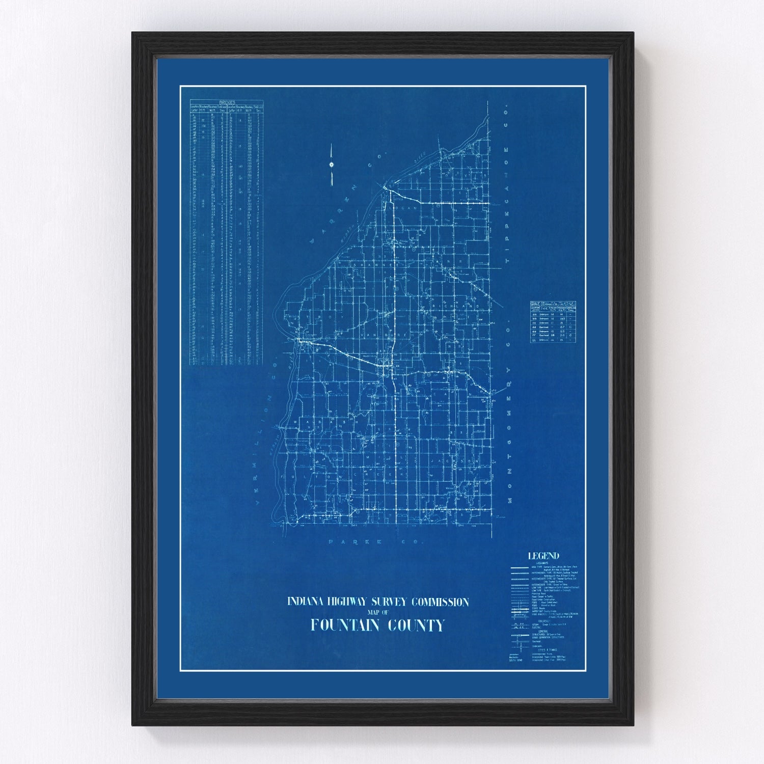 vintage map of Fountain County, Indiana, 1936
