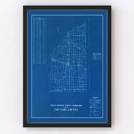 vintage map of Fountain County, Indiana, 1936