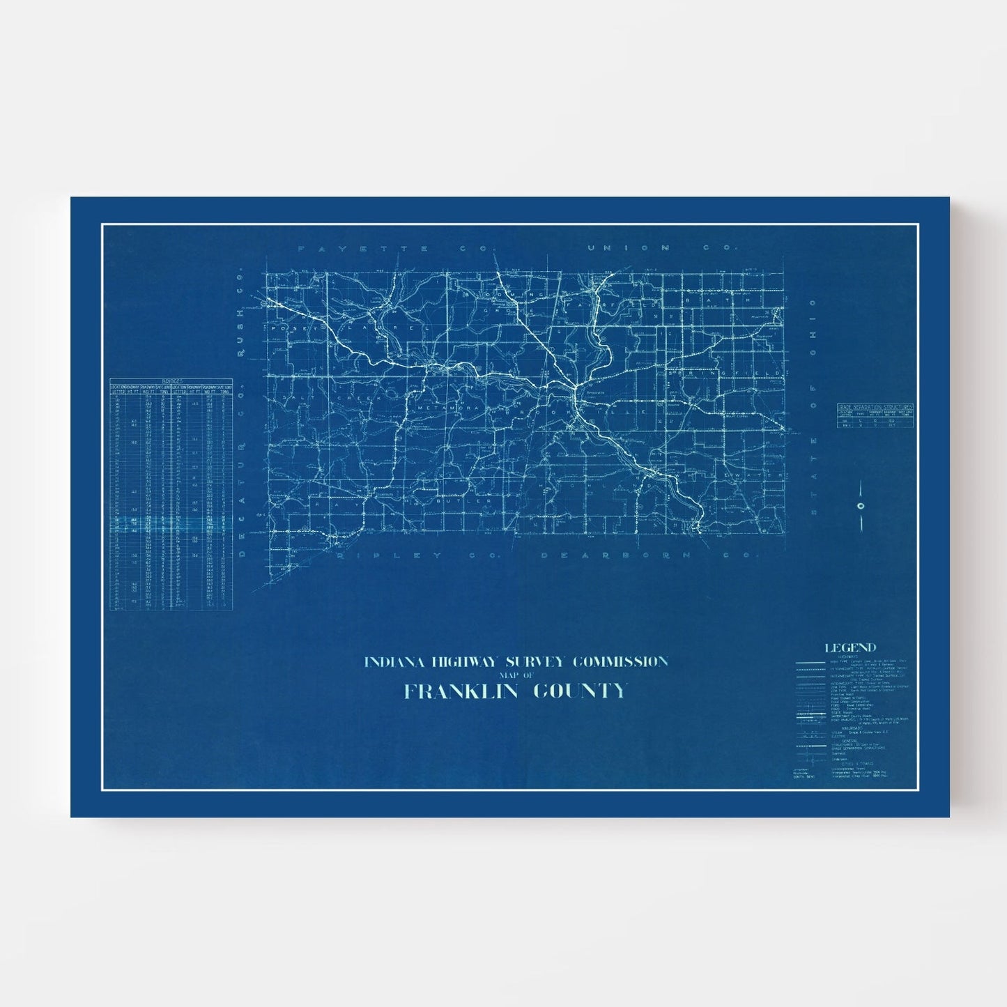 Vintage Map of Franklin County, Indiana, 1936