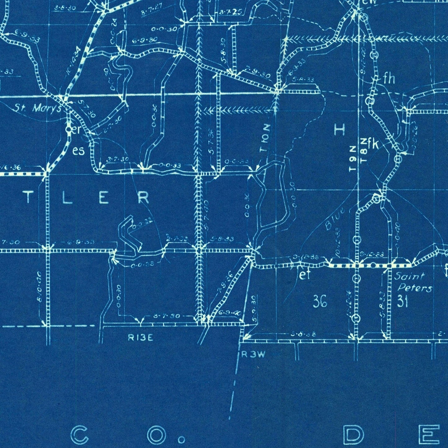 Vintage Map of Franklin County, Indiana, 1936