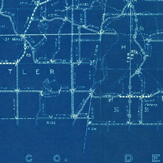 Vintage Map of Franklin County, Indiana, 1936