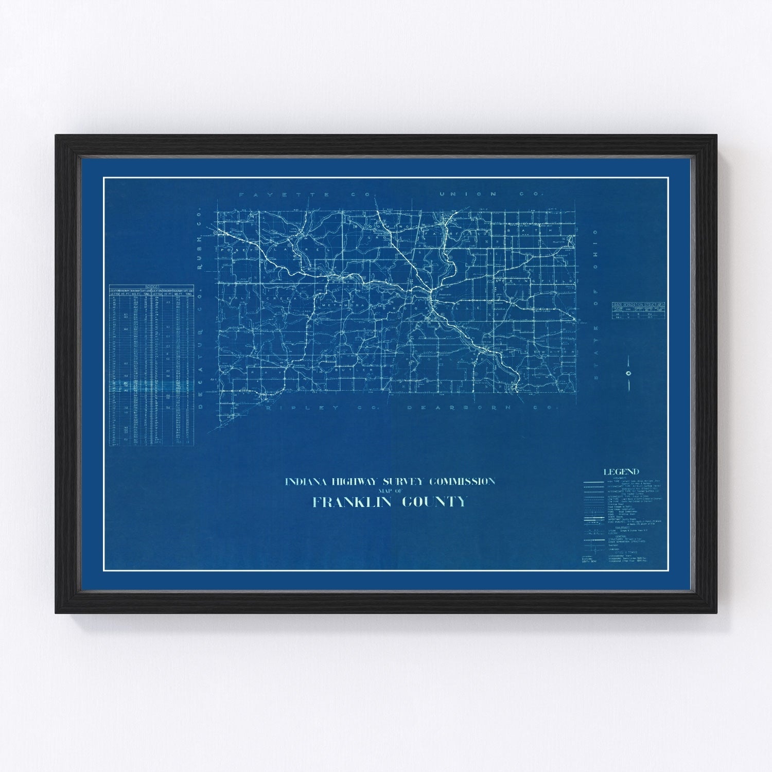 vintage map of Franklin County, Indiana, 1936