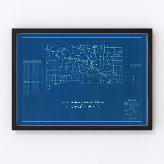 vintage map of Franklin County, Indiana, 1936