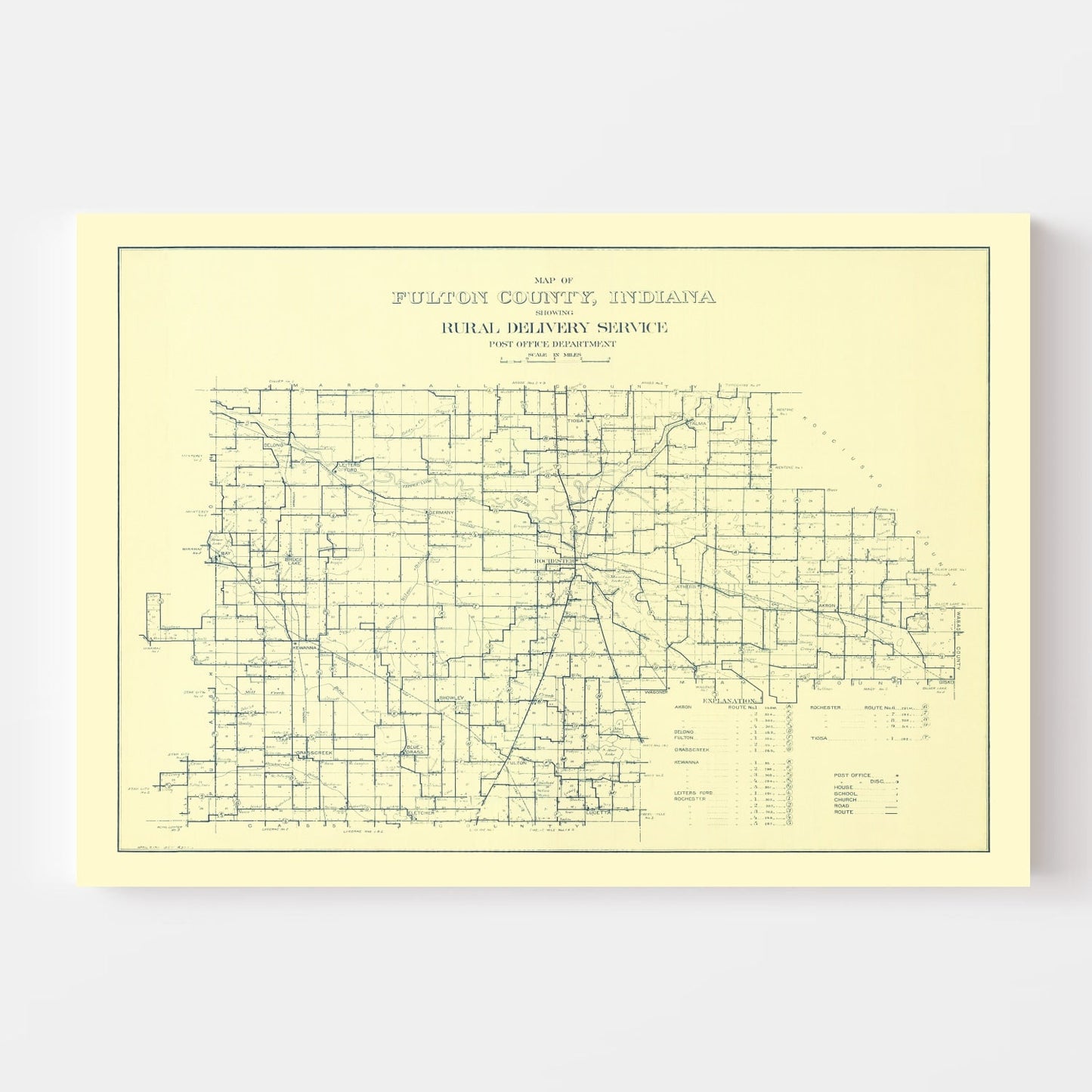 Vintage Map of Fulton County, Indiana, 1911