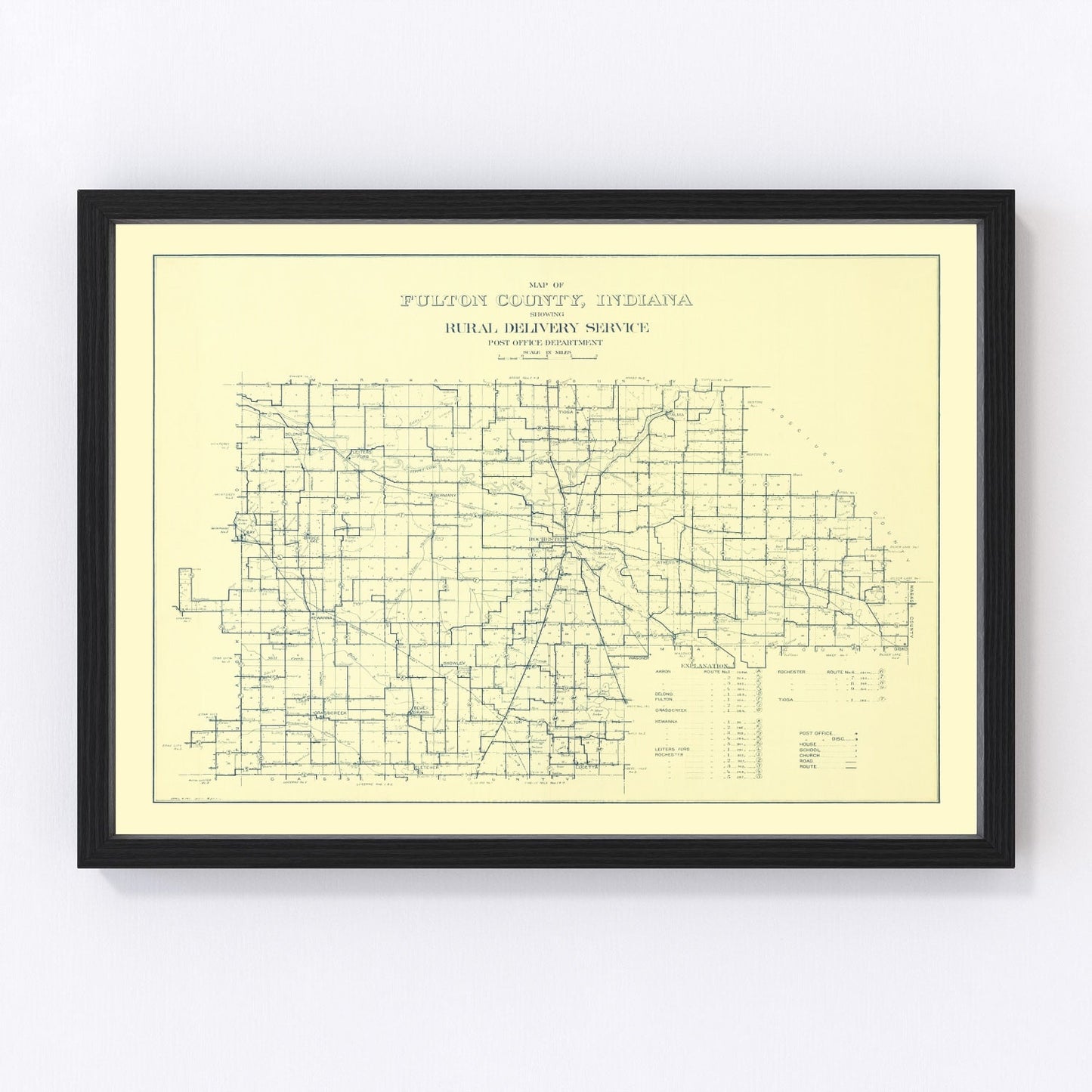 vintage map of Fulton County, Indiana, 1911
