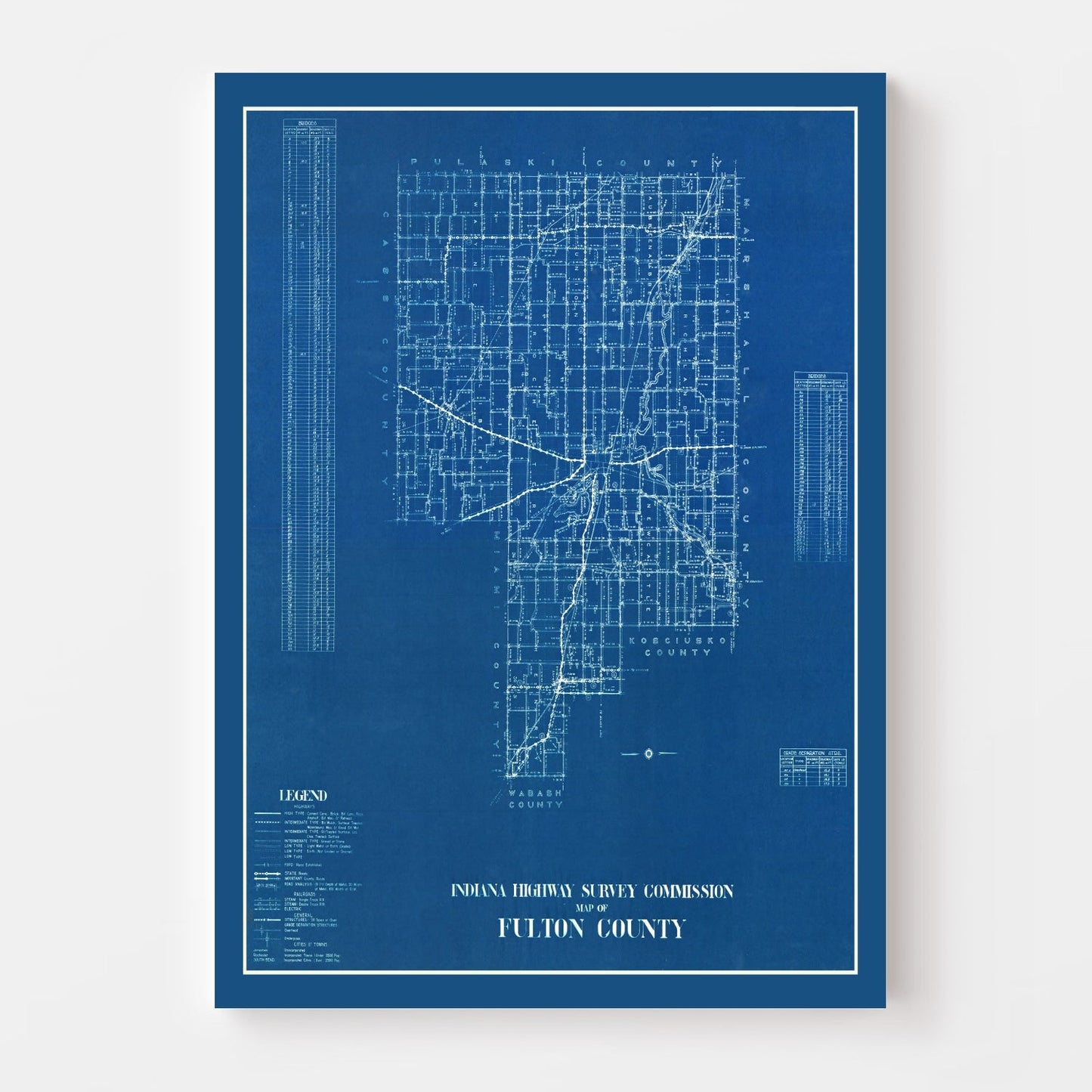 Vintage Map of Fulton County, Indiana, 1936