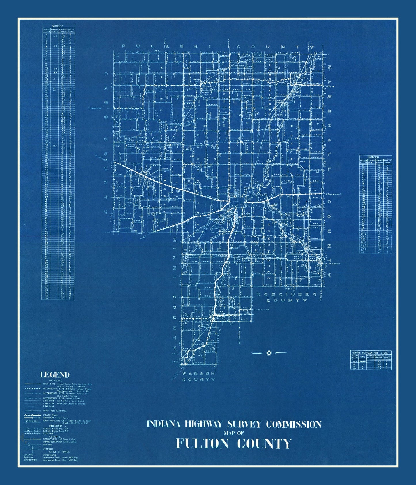 Vintage Map of Fulton County, Indiana, 1936