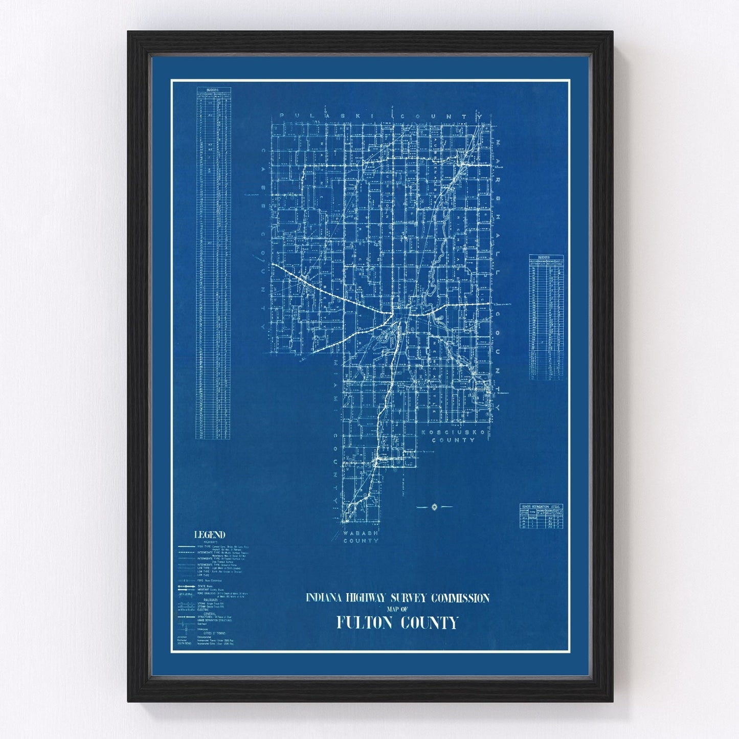 vintage map of Fulton County, Indiana, 1936